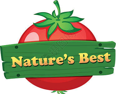 成熟的番茄木板和自然界最好的标签设计图片
