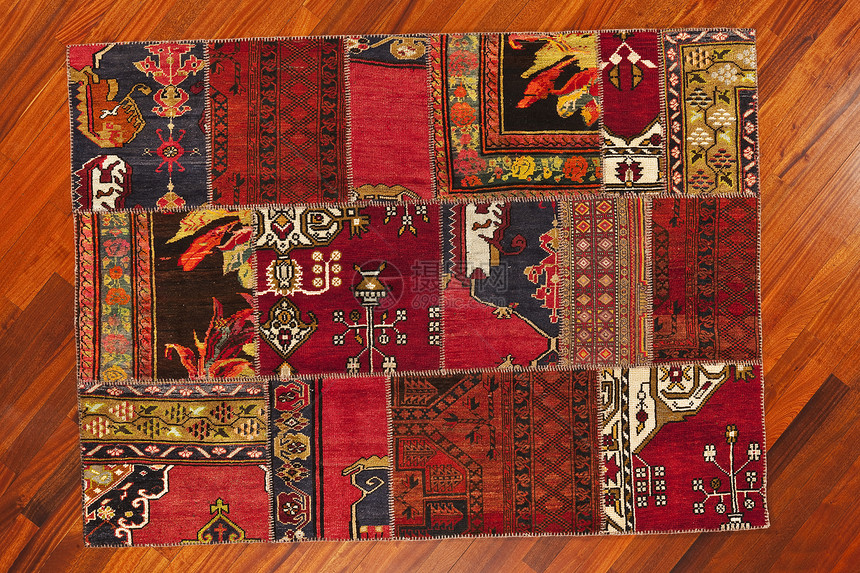 土地毯纺织品挂毯编织红色小地毯丝绸织物古董工艺羊毛图片
