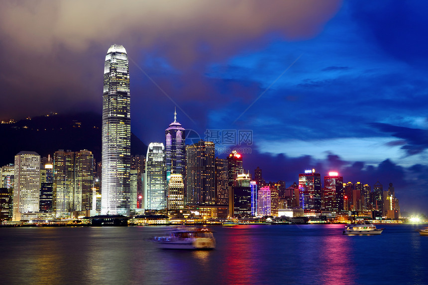 香港市中心办公室市中心港口金融摩天大楼经济商业景观风景日落图片