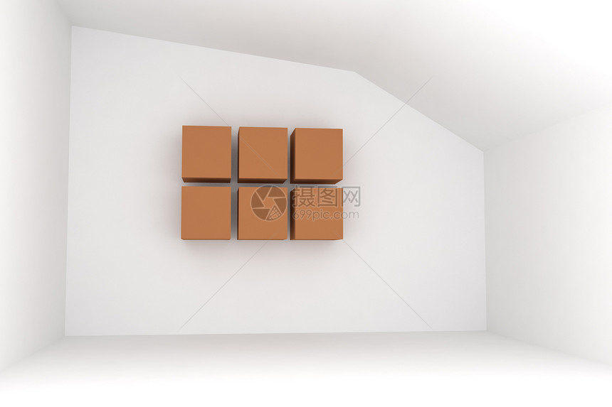 带棕色盒子的空房间图片