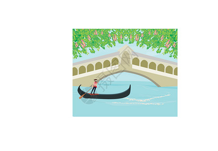 威尼斯运河维内西亚的gondliere插画