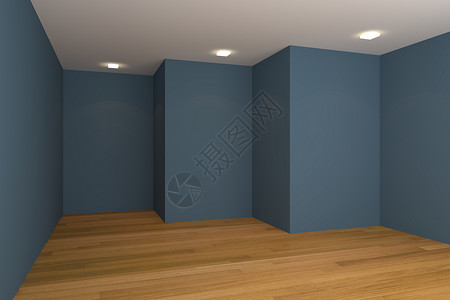 蓝色空房间插图装饰地面白色会议墙纸木头风格天花板空白背景图片