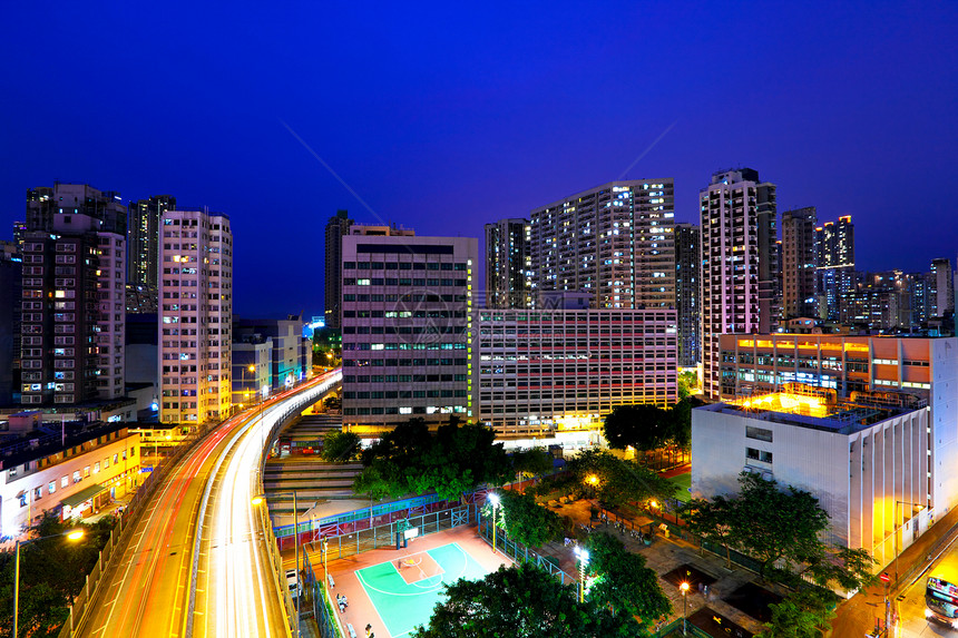 香港市晚上天际财产街道民众住宅房子天空市中心城市踪迹图片