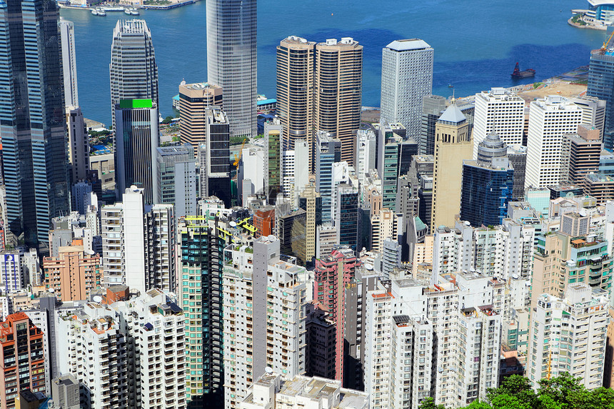 香港大楼商业港口办公室景观摩天大楼城市旅行场景蓝色市中心图片