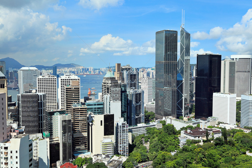 香港建筑学建筑天空场景阳光商业城市摩天大楼港口市中心图片