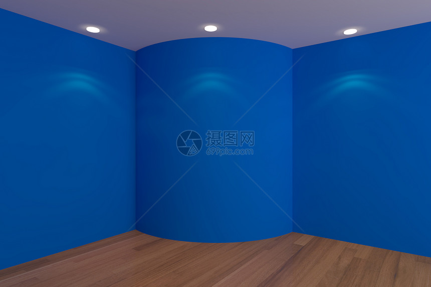 蓝色曲线墙(空角间)图片