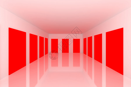 红色门的白色空房间背景图片