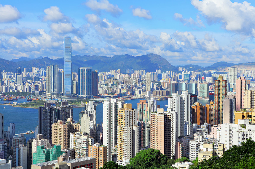 香港天空住宅景观摩天大楼市中心城市港口商业居民区办公室图片