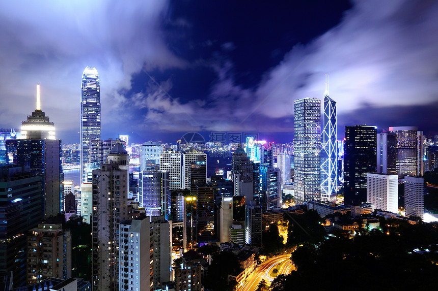 香港之夜顶峰建筑学景观港口天空建筑金融经济场景市中心图片