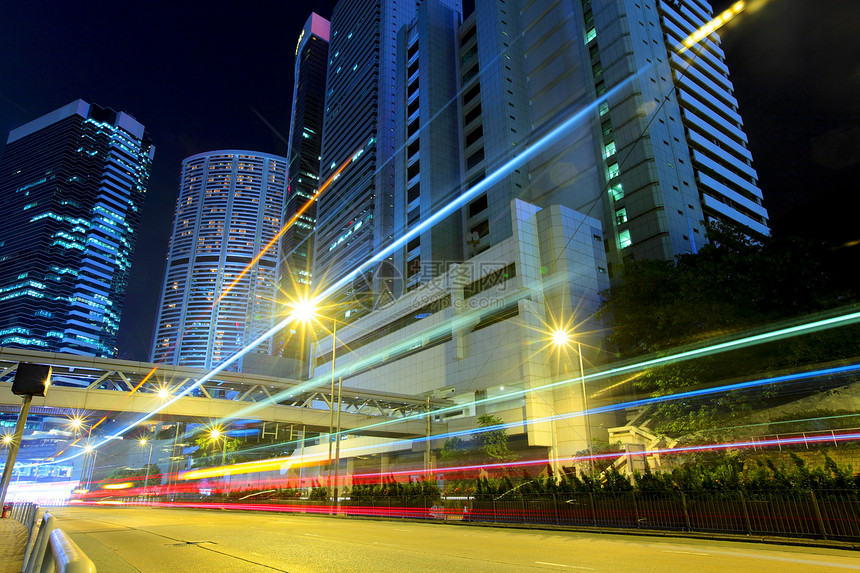 香港夜间交通量城市建筑学交通天际摩天大楼运动市中心街道中心建筑物图片