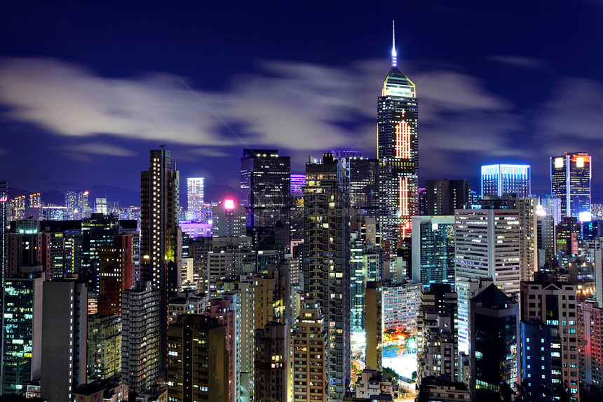 香港之夜建筑学摩天大楼顶峰港口商业金融景观城市办公室天空图片