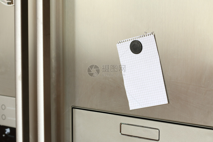 关于冰箱的说明备忘录黄色邮政笔记空白厨房磁铁购物白色图片