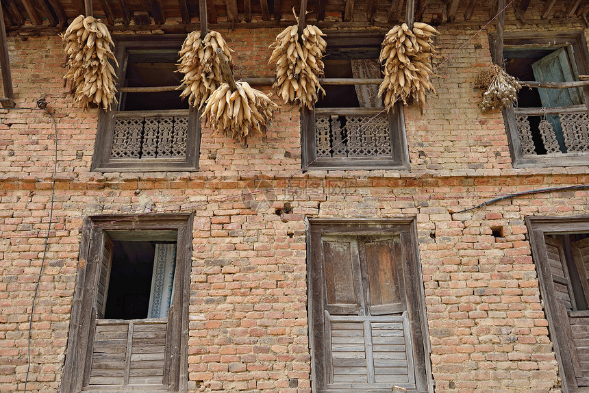 Kokhana村 尼泊尔加德满都池塘风景建筑世界村庄建筑学房屋国家农村历史性图片
