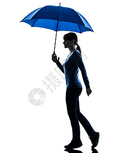 持有雨伞光影的妇女女性成年人阴影休闲装白色气象下雨天气预报女士背景图片