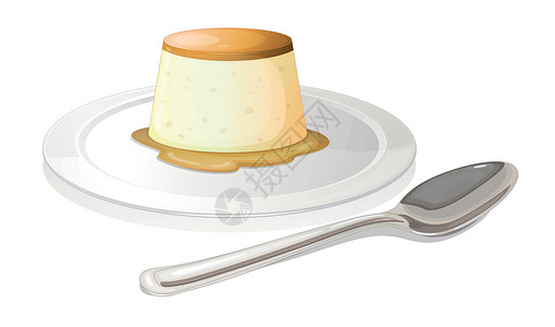 一勺莲心一勺勺子 旁边的盘子上 带利什flan插画