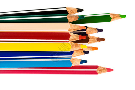 彩色铅笔团体童年黄色艺术家教育创造力红色画家乐器棕色背景图片