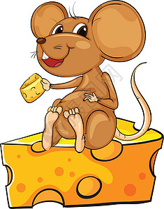黄色边缘燃烧一只坐在奶酪上方的老鼠设计图片