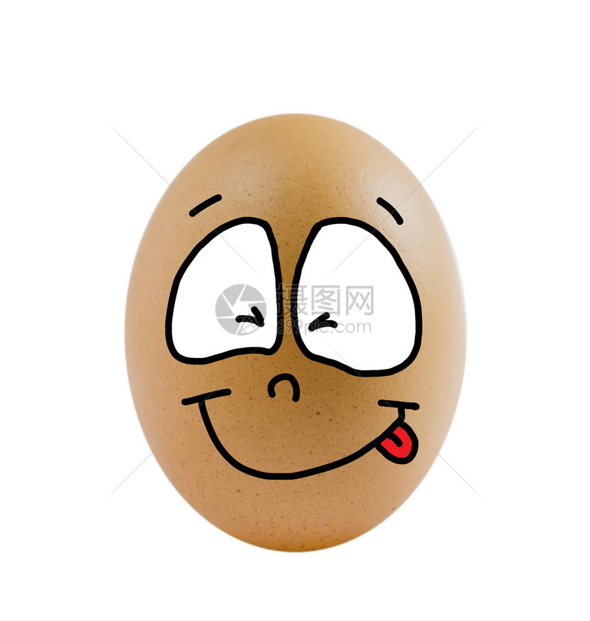 一个鸡蛋椭圆形漫画乐趣蛋壳棕色绘画食物情感白色营养图片