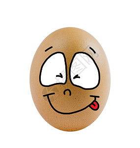 一个鸡蛋椭圆形漫画乐趣蛋壳棕色绘画食物情感白色营养背景图片