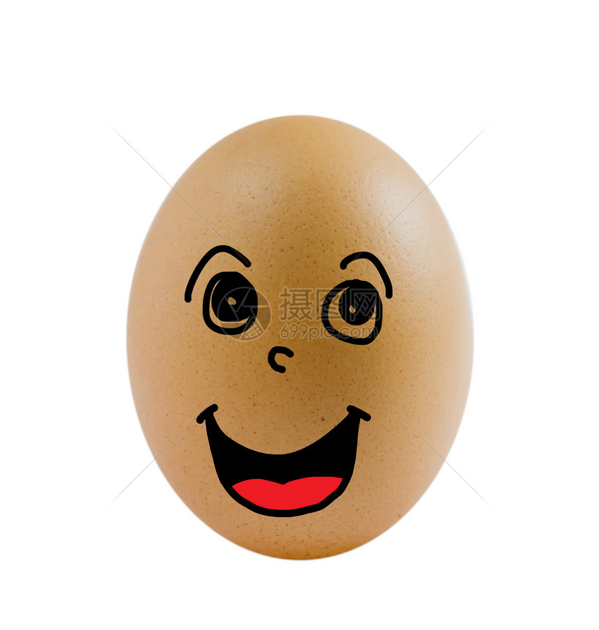 一个鸡蛋食物绘画漫画情感白色棕色营养椭圆形乐趣蛋壳图片