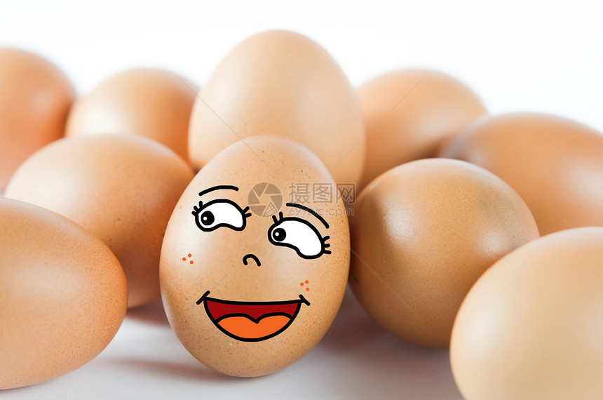 多个鸡蛋情感食物白色绘画乐趣棕色营养漫画蛋壳椭圆形图片