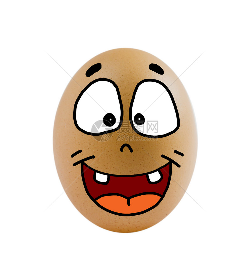一个鸡蛋棕色蛋壳椭圆形营养漫画乐趣绘画白色情感食物图片
