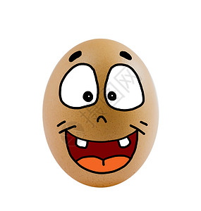 一个鸡蛋棕色蛋壳椭圆形营养漫画乐趣绘画白色情感食物背景图片
