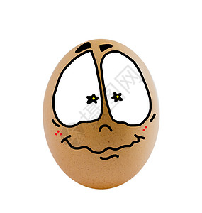 一个鸡蛋蛋壳棕色漫画营养乐趣情感绘画食物椭圆形白色背景图片