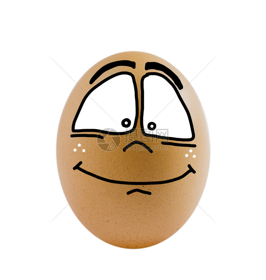 一个鸡蛋营养情感棕色漫画乐趣椭圆形蛋壳白色食物绘画图片