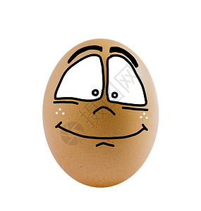 一个鸡蛋营养情感棕色漫画乐趣椭圆形蛋壳白色食物绘画背景图片