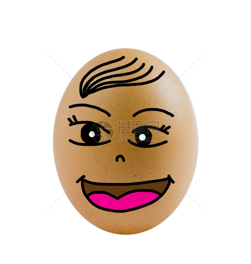 一个鸡蛋漫画乐趣棕色情感白色绘画蛋壳食物营养椭圆形图片