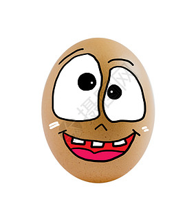 一个鸡蛋乐趣绘画营养漫画棕色情感白色食物蛋壳椭圆形背景图片