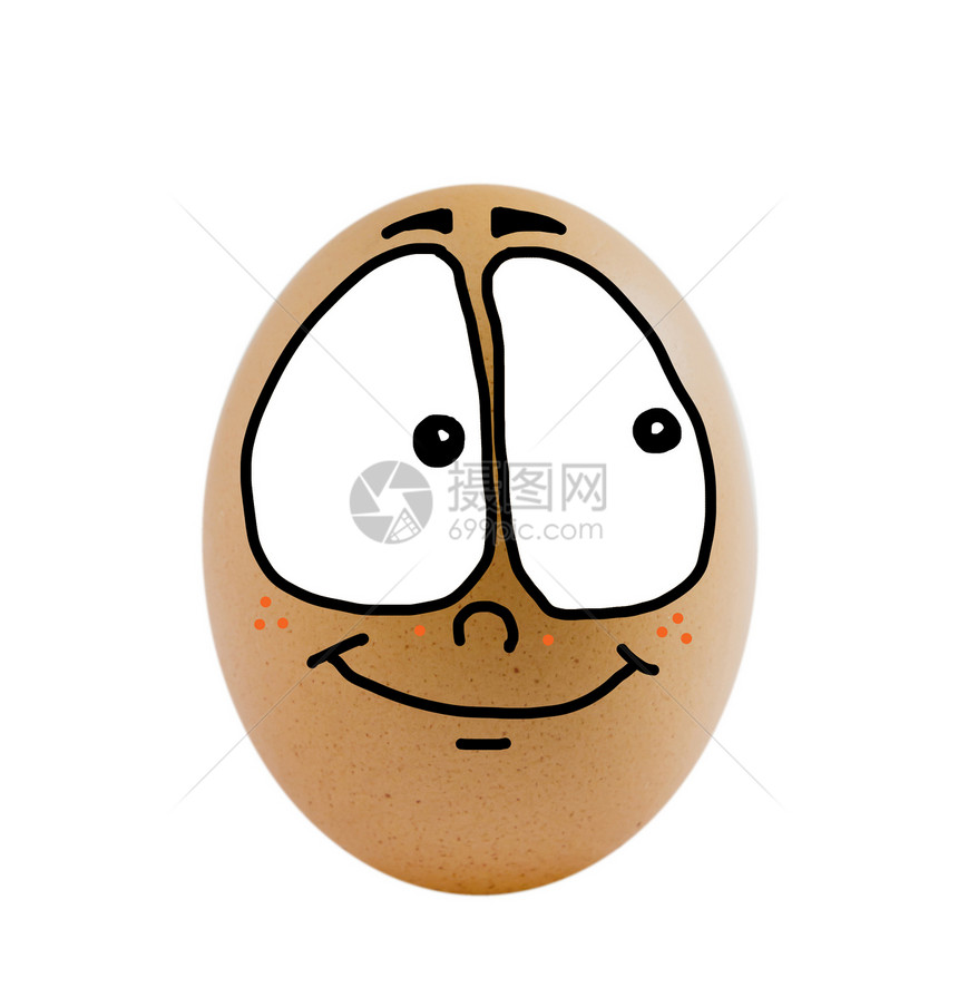 一个鸡蛋漫画棕色绘画白色营养椭圆形蛋壳食物情感乐趣图片