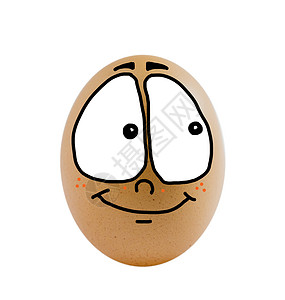 一个鸡蛋漫画棕色绘画白色营养椭圆形蛋壳食物情感乐趣背景图片