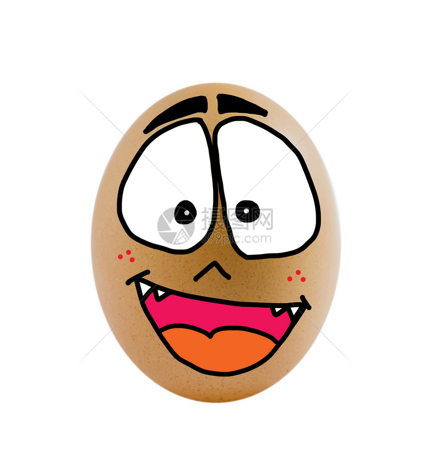 一个鸡蛋白色蛋壳漫画椭圆形棕色情感营养食物乐趣绘画图片