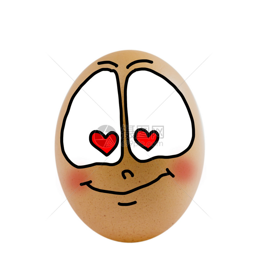 一个鸡蛋椭圆形白色棕色蛋壳绘画乐趣食物漫画营养情感图片