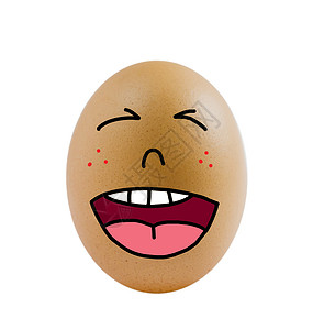 一个鸡蛋乐趣绘画食物椭圆形营养棕色白色蛋壳情感漫画背景图片
