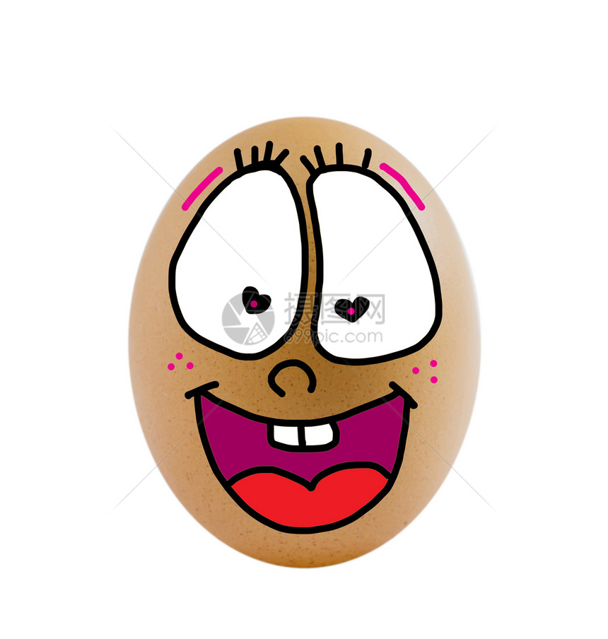 一个鸡蛋情感白色蛋壳绘画漫画椭圆形棕色食物营养乐趣图片