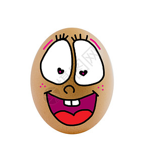 一个鸡蛋情感白色蛋壳绘画漫画椭圆形棕色食物营养乐趣背景图片