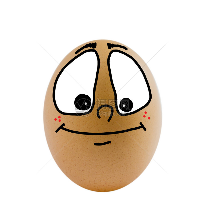 一个鸡蛋棕色绘画蛋壳营养漫画乐趣椭圆形白色情感食物图片