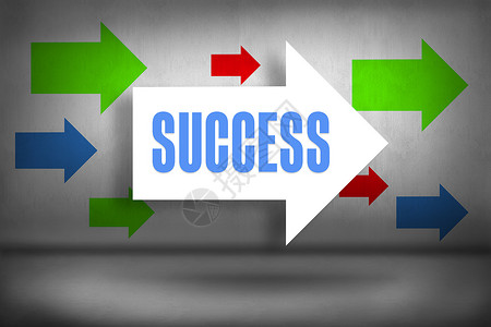 成功与箭头指向胜利流行语红色蓝色绿色一个字成就白色背景图片