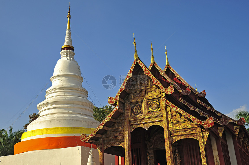 泰国清迈省Thait Lanna庙建筑学建筑热带宗教历史纪念碑假期寺庙旅游景观图片