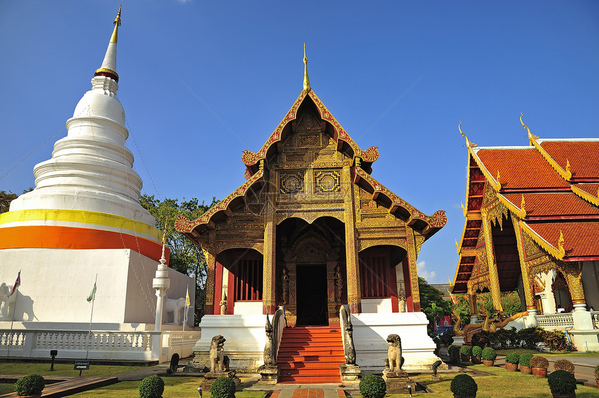 泰国清迈省Thait Lanna庙旅行假期景观佛教徒历史游客建筑学连体纪念碑精神图片