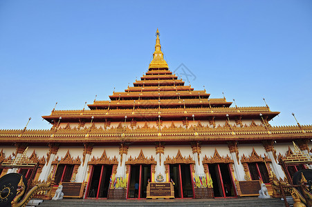 敬劳模泰国寺金塔旅游游客金子祷告佛教徒精神宝塔遗产寺庙艺术背景