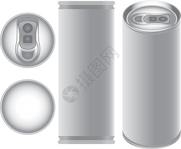 明矾饮料罐矢量灰色空白回收插图白色标签饮料啤酒果汁剪贴插画