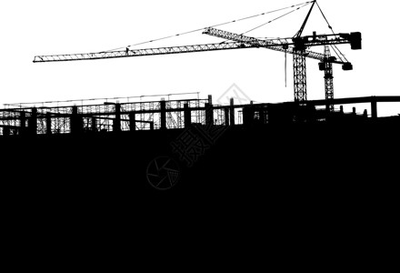 黑色建筑Cranes 双光环矢量液压技术力量白色运输黑色机械商业电缆车辆插画