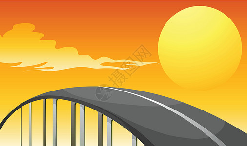 天空之桥摇摇摇晃的公路和日落设计图片