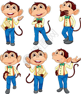 一群猴子猴子的姿势不同设计图片