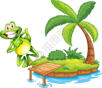 科恩岛上的青蛙充满欢乐和微笑插画