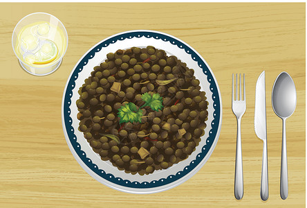 豌豆米炒肉埃塞俄比亚食品插画